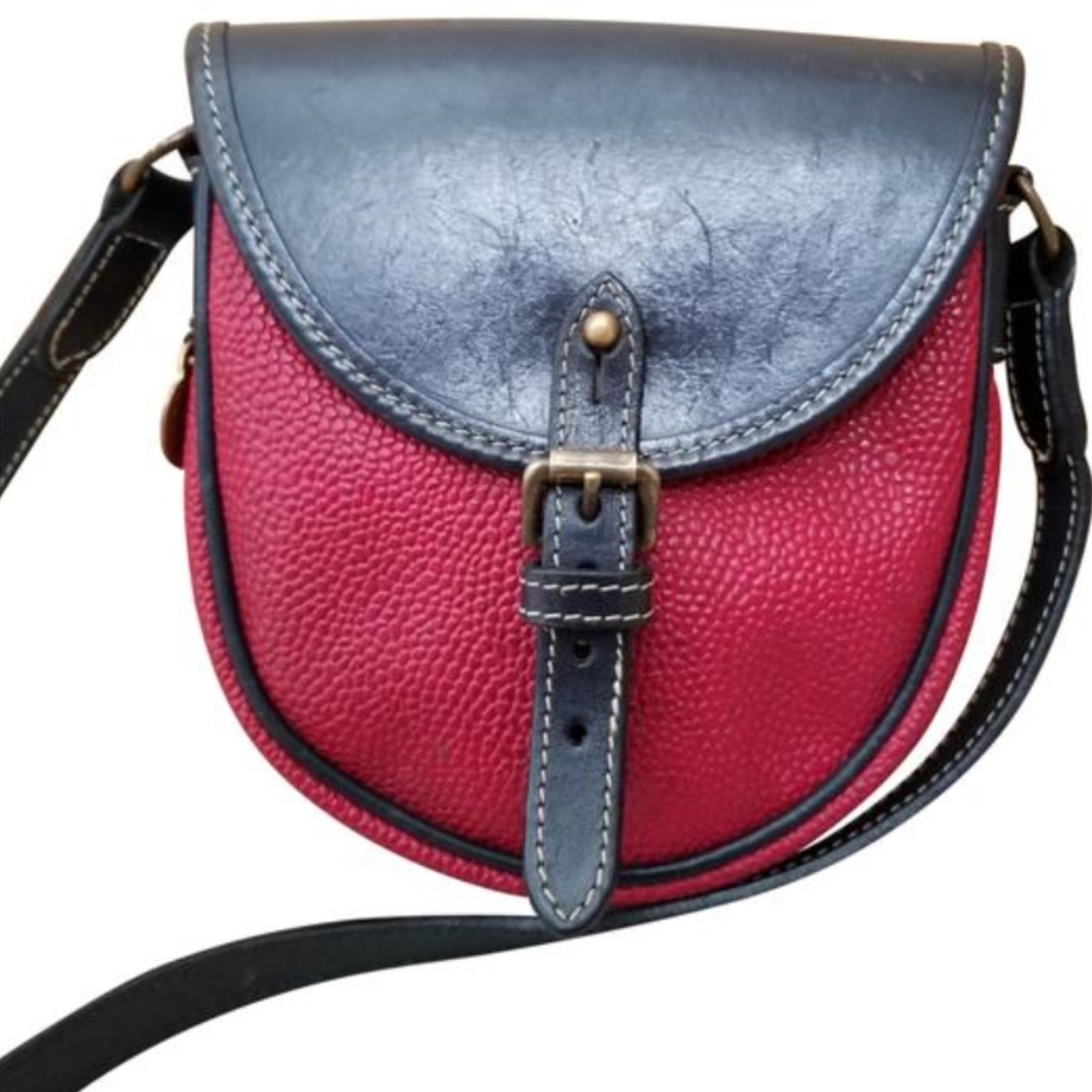 Mulberry Textured Navy and Red Leather Cross Body